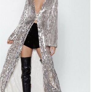 Nasty Gal Silver Sequin Kimono - 8